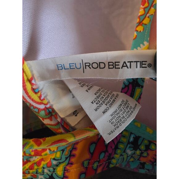 Bleu Swim Top 10 Womens Underwired Padded Multicolor Geometric Print Adjustable - Picture 4 of 5